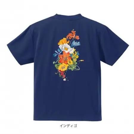 JTTA公認　卓球ユニフォーム【男女兼用(ドライ):XXLサイズ】フラワー　インディゴ【1667854】