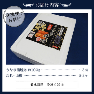 a18-029　国産 うなぎ 蒲焼き 約100g×3袋
