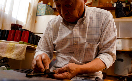 津軽塗　箸（大）1膳・唐塗 黒口呂上 工芸品 お箸 手作り 伝統技術 