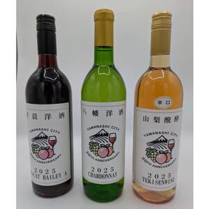 山梨市市政施行20周年記念ワイン 3本セット(赤・白・ロゼ)【1702983】
