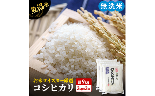 [№5762-0271]令和7年産 お米マイスター厳選 魚沼産 コシヒカリ 無洗米 9kg (3kg×3) ( 米 お米 こめ コメ おこめ 白米 こしひかり ) 新潟県