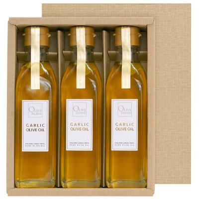 ふるさと納税 土庄町 【小豆島】ガーリックオリーブオイル3本入ギフト(200ml×3本)
