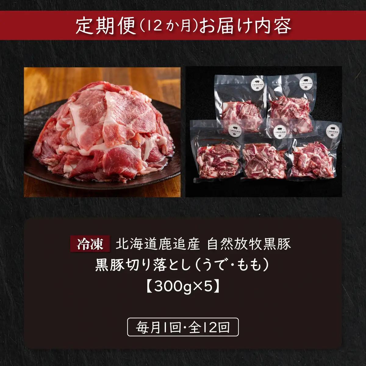 【定期12ヶ月】黒豚切り落とし（うで・もも） 300g×5 SKN100