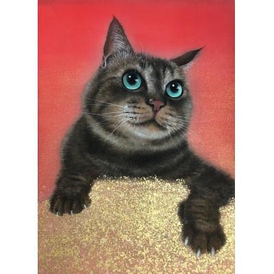 ふるさと納税 江別市 猫の肖像画　日本画(F0号またはSM)　1点