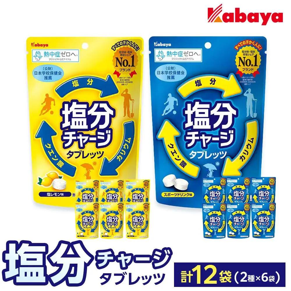 カバヤ　塩分チャージタブレッツ 2種×6袋 計12袋（スポーツドリンク味・塩レモン味）｜カバヤ食品 kabaya かばや 熱中症対策 塩分補給 夏バテ防止 飴 あめ タブレット 塩分チャージタブレッツ お菓子  タブレット セット 岡山市 岡山 詰合せ 詰め合わせ 塩分補給 タブレット