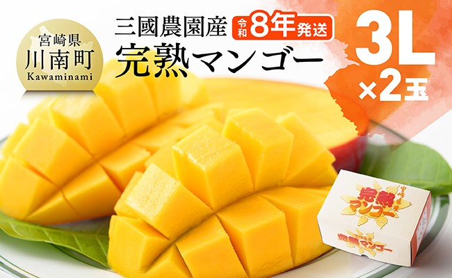 
                  【令和8年発送】宮崎県産完熟マンゴー　三國農園　完熟マンゴー3L×2玉 【 果物 フルーツ マンゴー 宮崎県産 完熟マンゴー みやざきマンゴー 】
                
