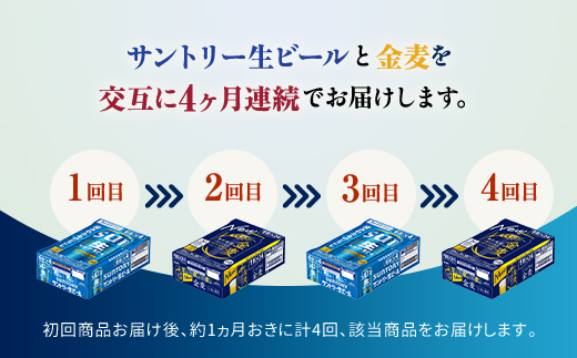 FK7-0171_【サントリー生ビール・金麦交互4回定期便】各350ml ×24本 熊本県 嘉島町 ビール ギフト 贈り物 酒 アルコール