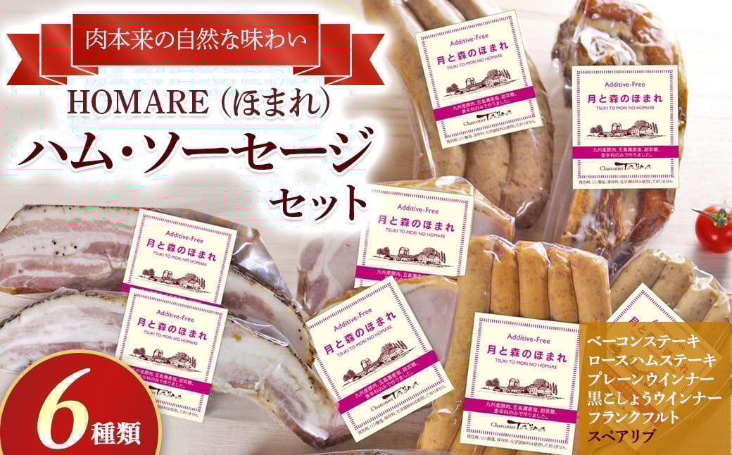 
            O-121 N45A  HOMARE（ほまれ）ハム・ソーセージセットベーコンステーキ ローストハムステーキ プレーンウインナー 黒こしょうウインナー フランクフルト スペアリブ ローストハム ベーコン ハム ソーセージ ウインナー 人気 シャルキュティエ田嶋 太良町 国産
          