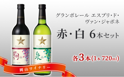 
ワイン グランポレール エスプリ ド ヴァン ジャポネ 絢 -AYA-、泉 -SEN- 赤・白 6本セット（各1本 720ml）赤ワイン 白ワイン サッポロビール 岡山ワイナリー
