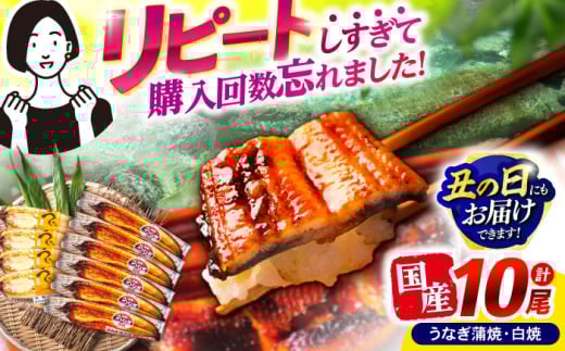 【最速発送】＜諫早淡水＞うなぎ蒲焼6尾＆白焼き4尾セット / うなぎ ウナギ 鰻 蒲焼き 蒲焼 白焼き 白焼  国産 冷凍 小分け うな重 うな丼 ひつまぶし / 諫早市 / 活うなぎ問屋 諫早淡水 