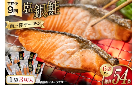 
										
										9回 定期便 鮭 切り身 塩銀鮭パック 3切×6袋×9回 総計54袋 [たみこの海パック 宮城県 南三陸町 30ae0017] 冷凍 サーモン 銀鮭 シャケ 切身 さけ サケ
									