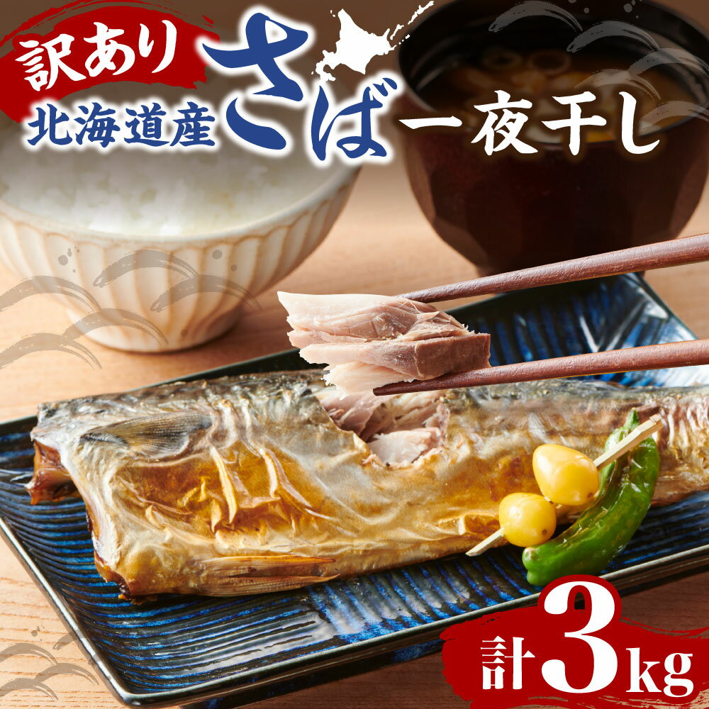【ふるさと納税】 訳あり 3kg さば 干物 一夜干し 1kg×3パック 鯖 サバ 不揃い 北海道産 魚介 美味 おかず おつまみ ご飯のお供 焼くだけ 簡単 冷凍 お取り寄せ 北海道 札幌市