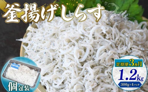 【定期便3回】釜揚げしらす 1.2kg（300g×4パック）| 釜揚げ ごはん 丼 パスタ 魚 料理 高知県 南国市 シラス しらす ちりめん じゃこ かちり 小魚 魚貝 魚貝類 しらす シラス 海鮮 しらす丼 シラス丼 ふるさと納税しらすしらす おすすめ 高知産しらす 高知県産しらす 米 こめ コメ に合う