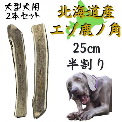ふるさと納税 帯広市 鹿の角 半割り 25cm 2本 犬のおもちゃ デンタルケア 大型犬用