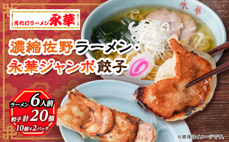 佐野餃子(大)10個2人前×2パックと濃縮佐野ラーメン6人前_ラーメン 餃子 セット 佐野 栃木県 人気 おすすめ 送料無料 贈答 ギフト プレゼント 中華 冷凍 永華 佐野餃子 佐野ラーメン_【配送不可地域：離島・沖縄県】【1061579】