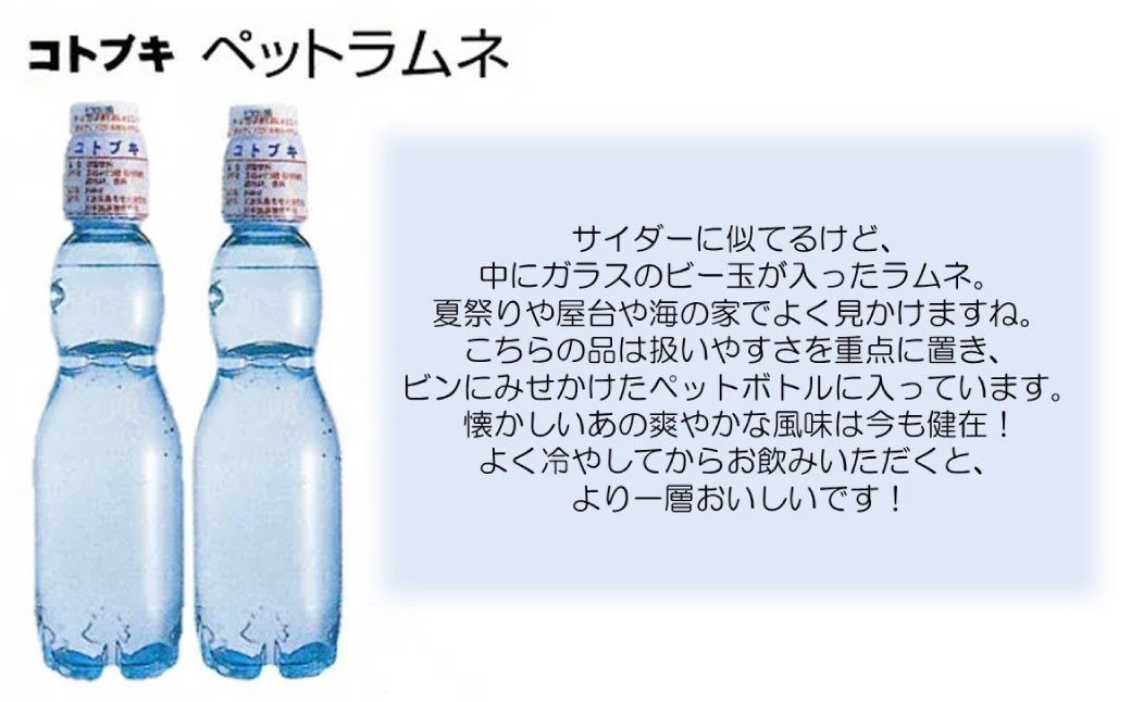 コトブキ ペットラムネ 240ml（30本） ラムネ サイダー ソーダ ジュース ドリンク 炭酸飲料 桑名市産