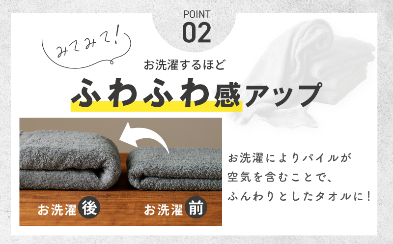 濃色カラー バスタオル 2枚（グレー）【泉州タオル 国産 吸水 普段使い シンプル 日用品 家族 ファミリー】 099H3733_イメージ3