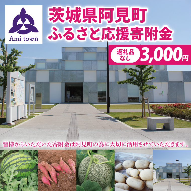 【返礼品なし】阿見町ふるさと応援寄附金(3000円)(000-02)