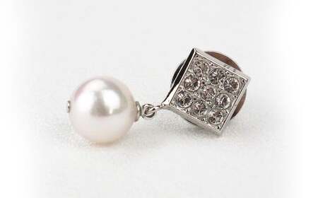 真珠 タイタック ネクタイピン 8.0-8.5mm 菱形 パール （862）