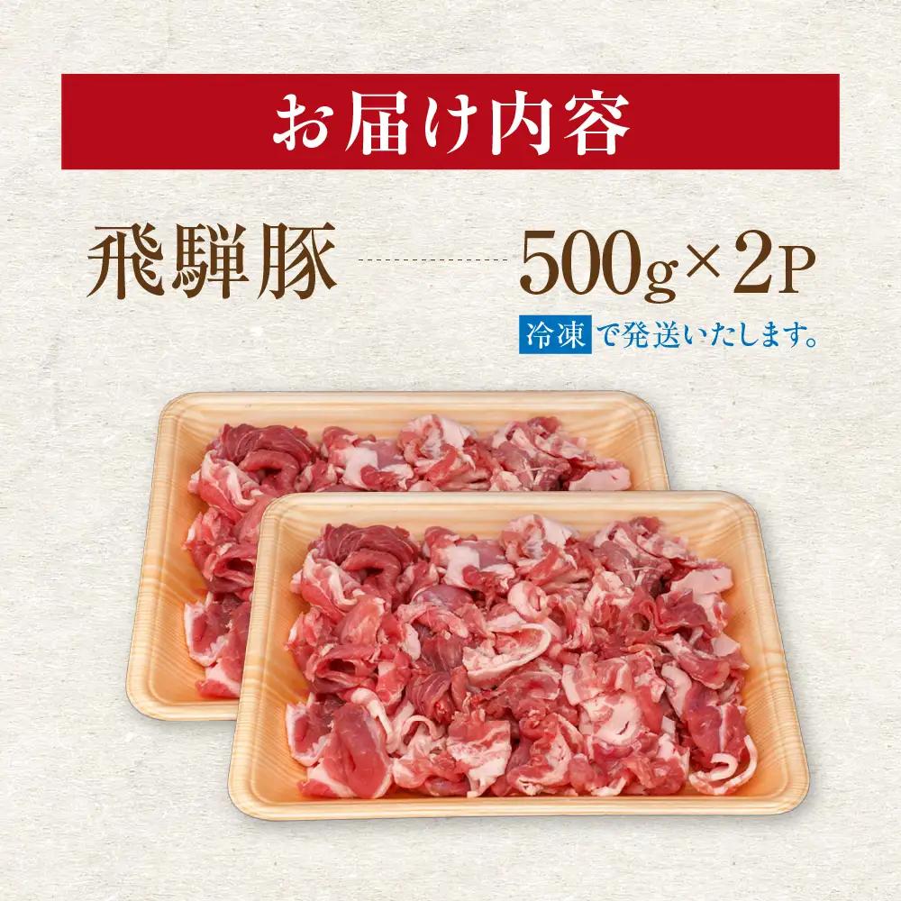 飛騨豚 こま切れ 切り落とし 1kg 小分け 500g×2パック | 冷凍 切り落とし 飛騨高山 ファミリーストアさとう CY050