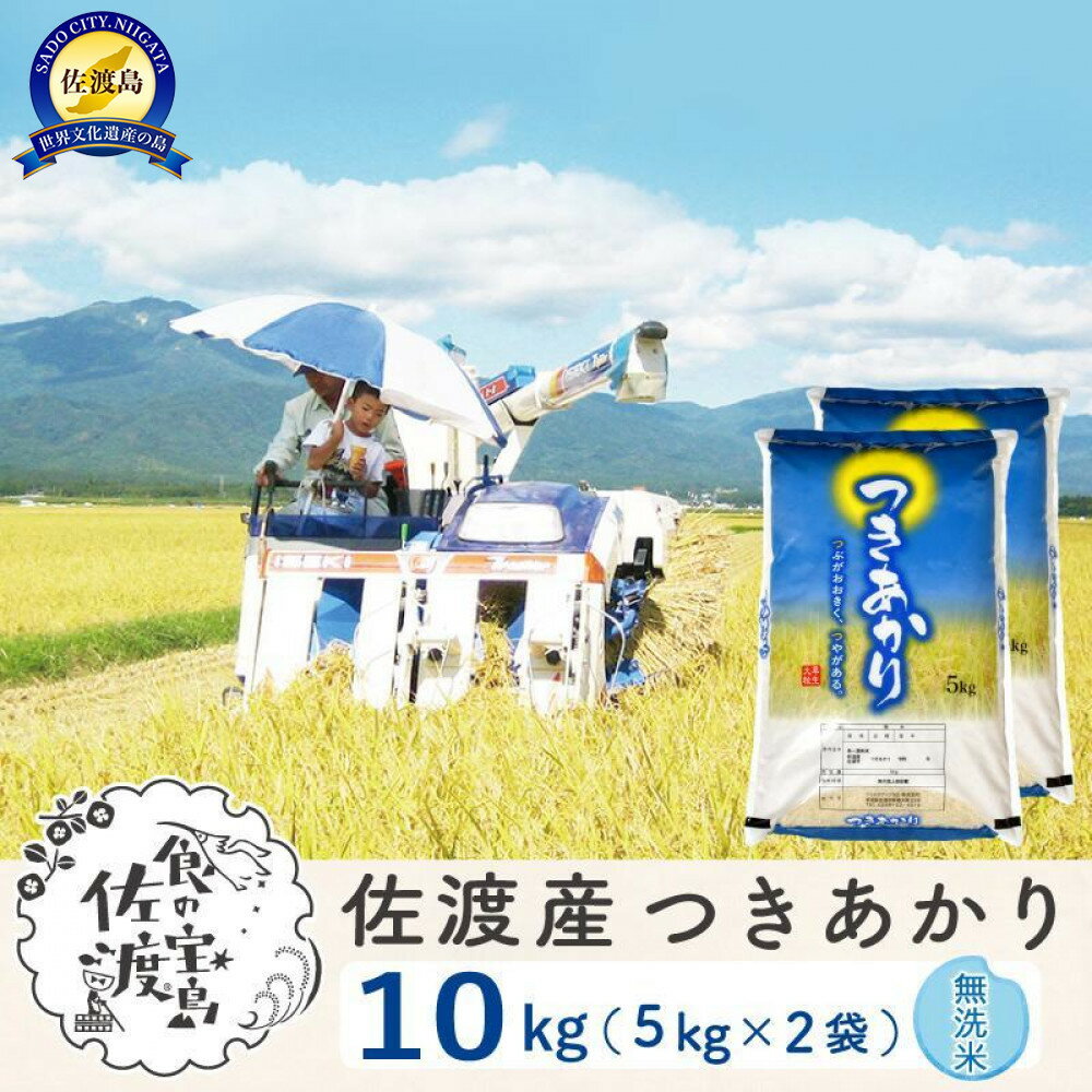 【ふるさと納税】佐渡島産つきあかり 無洗米10Kg（5Kg×2袋） 令和7年 ～農薬5割減～農家直送 | お米 こめ 白米 食品 人気 おすすめ 送料無料