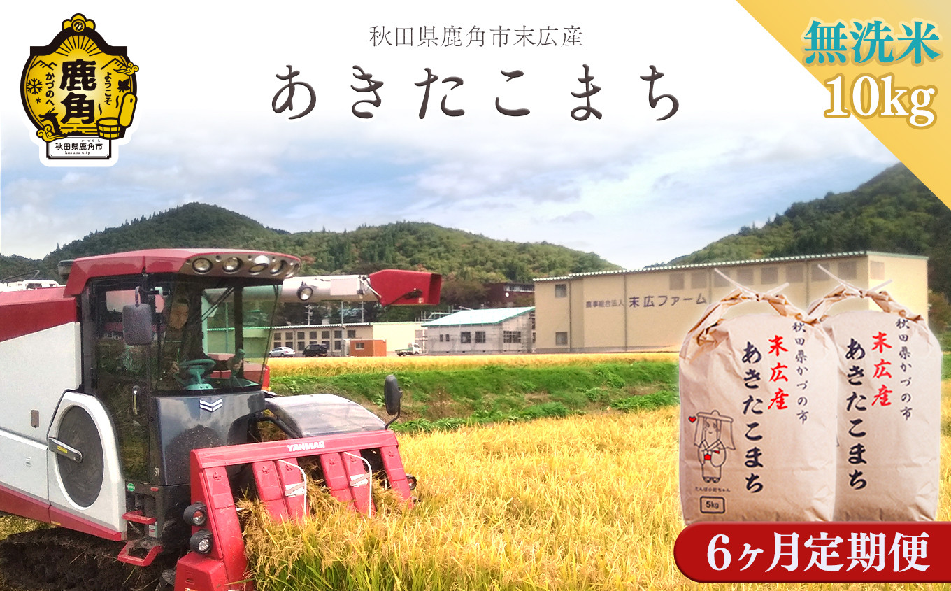 
                  《先行予約》【 定期便 】 令和8年産 末広産 あきたこまち 無洗米 10kg（5kg×2袋）定期便 6ヶ月 合計 60kg【末広ファーム】 ●2026年10月中旬発送開始 あきたこまち 米 お米 単一原料米 厳選 国産 県産 鹿角産 秋田県 秋田 あきた 鹿角市 鹿角 かづの 農家直送 産地直送 10kg 計60kg
                