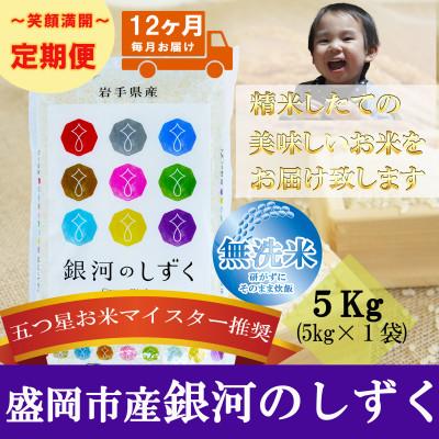 ふるさと納税 盛岡市 【毎月定期便】無洗米 銀河のしずく 5kg全12回