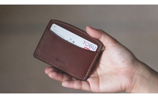 【minca】栃木レザーのヨコ型パスケース 定期入れ パスホルダー02/チョコ　700【雑貨 日用品 人気 おすすめ 】