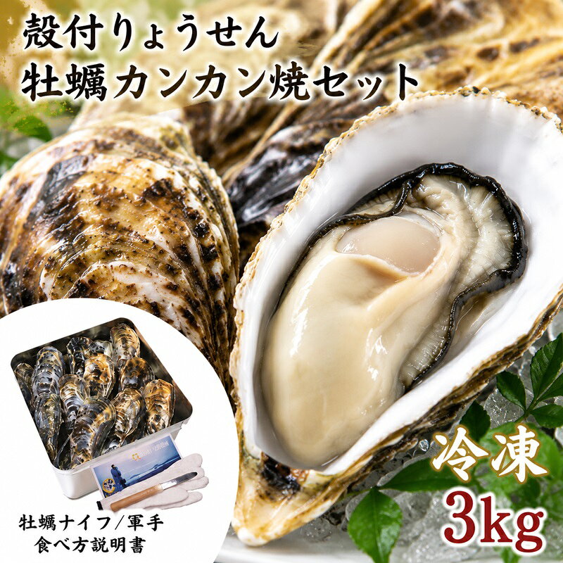 【ふるさと納税】【冷凍】多度津白方 りょうせん牡蠣カンカン焼セット 3kg (加熱用)〔提供：株式会社 牡蠣屋りょうせん〕殻付き 牡蠣 3kg 香川県白方産 期間限定 産地直送 カンカン焼 白方牡蠣