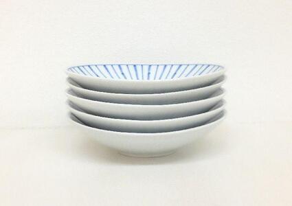 【波佐見焼】１２.５×１０.５cm楕円小皿５枚組　十草蘭 【西海陶器】 ５ 49399
