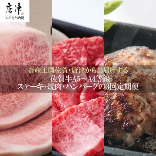 「定期便全3回」 佐賀牛 ステーキ250g×2・焼肉360g・ハンバーグ140g×10個 (合計2.26kg) 寄附翌月から発送 A5～A4等級 ギフト 贈り物 「2022年 令和4年」