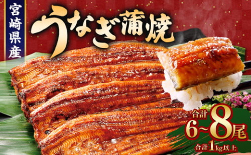＜宮崎県産 うなぎ蒲焼 6～8尾 計1kg以上＞翌月末迄に順次出荷  ウナギ 鰻 うなぎ かば焼き 蒲焼き