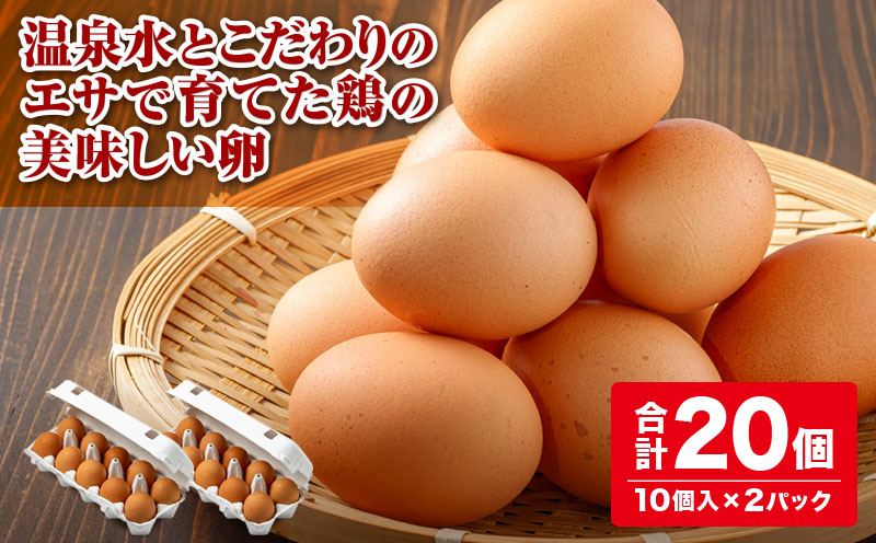 温泉水とこだわりのエサで育てた鶏のおいしい卵　20個（10個入×2パック）※18個+破卵保障2個