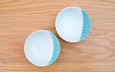 【波佐見焼】花しのぎ 小鉢 ハーフカラー ミント2点セット【団陶器】[PB204]