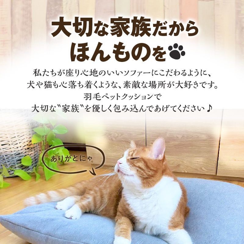 【たっぷり!!リアルダウン使用】大きめ! ペット用　羽毛クッションセット　ペットベッド　犬や猫が大好き!!　H162-031