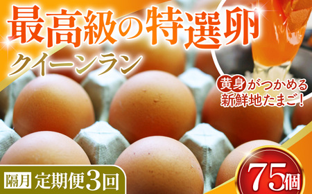 【2ヶ月毎定期便】黄身がつかめる新鮮地たまご クイーンラン 赤玉 75個入り全3回 No.592