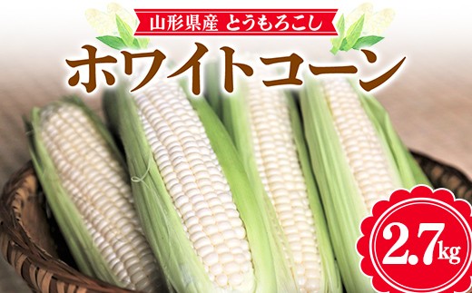 ≪2026年先行予約≫【お天道農園】山形県産 とうもろこし ホワイトコーン ピュアホワイト 2.7kg（7～9本） 2026年7月下旬から順次発送 F2Y-6973
