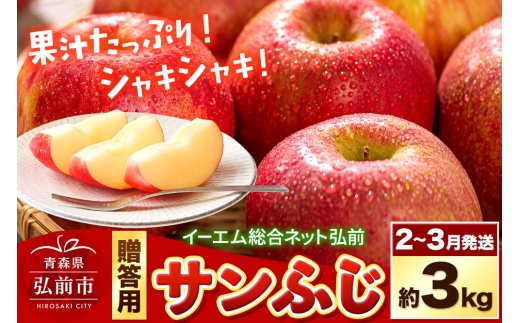 【27年2月上旬～発送】りんご サンふじ【贈答用】約3kg 糖度13度以上 EMりんご 林檎 リンゴ 果物 くだもの フルーツ 先行受付 青森県 弘前市 贈り物 ギフト [先行予約 産地直送 アップル 青森県 弘前市]