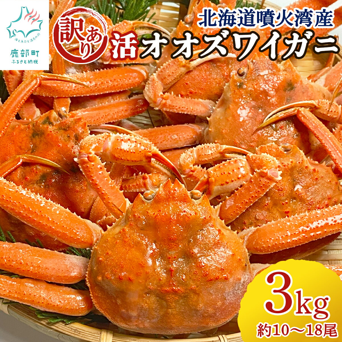 【ふるさと納税】 カニ 北海道産 訳あり 活オオズワイガニ 3kg 約10〜18尾 規格外 不揃い 生産者応援 北海道噴火湾産 海鮮 かに 蟹 ずわい蟹 焼きガニ かにしゃぶ カニ鍋 カニ雑炊 カニ炒飯 送料無料