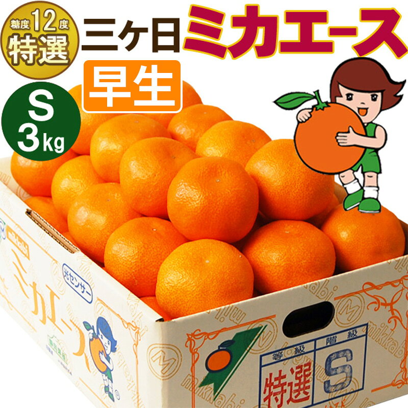 【ふるさと納税】果物 【特選】ミカエース 3kg 36個前後 早生 Sサイズ 三ヶ日みかん ミカン くだもの フルーツ 甘い 柑橘類 果物類 機能性表示食品 静岡県 浜松市　お届け：2026年12月上旬～2026年12月下旬