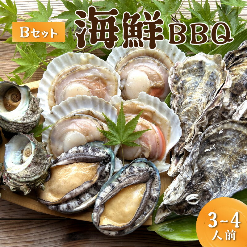 【ふるさと納税】【2025年4月中旬〜発送】BBQに最適 大満足！京丹後・海鮮BBQ　Bセット　貝づくし蒸しアワビ付　4種14品（3～4人前）　魚介類 さざえ 蠑螺 カキ かき ほたて エビ 海老 あわび 鮑 バーベキューキャンプ アウトドア