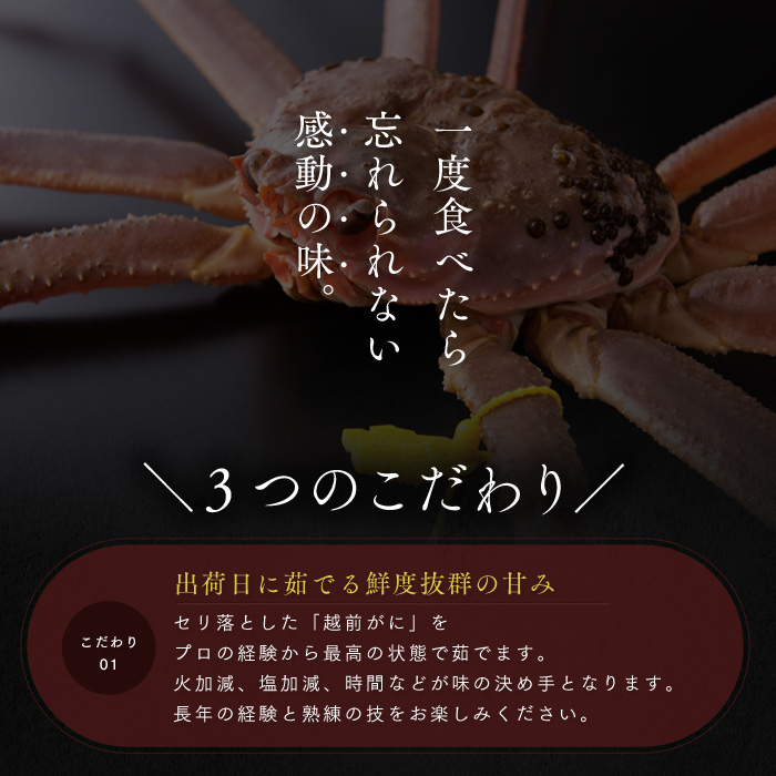 【年内届け】茹で越前ガニ【期間限定】食通もうなる本場の味をぜひ、ご堪能ください。約1.2kg以上 越前がに 越前かに 越前カニ カニ ボイルガニ