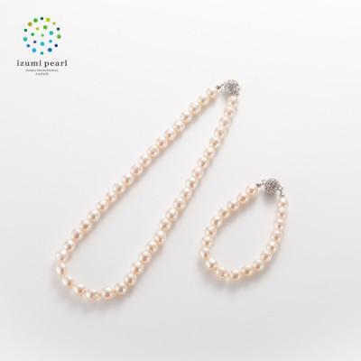 ふるさと納税 和泉市 《いずみパール》 ガラスバロックパール　ネックレス&amp;ブレスレット(留具:マグネット式)【AN128】