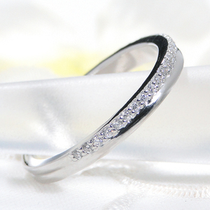 結婚指輪 プラチナ Pt900 ダイヤモンド 0.12ct ヤモンド エタニティ 重ねづけ風 華やか 二連 2連 ハーフエタニティ レディース リング 【331-pt】 ALPAZ169