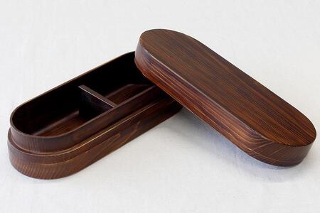 ◇紀州桧弁当箱 タイプ3 DBR ナノコート 弁当包みセット【オハナ】