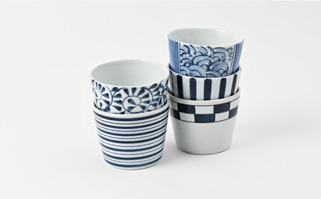 【波佐見焼】 和福 マルチカップ 5柄セット そば猪口 オリジナル 縁起もの【福田陶器店】[PA385]