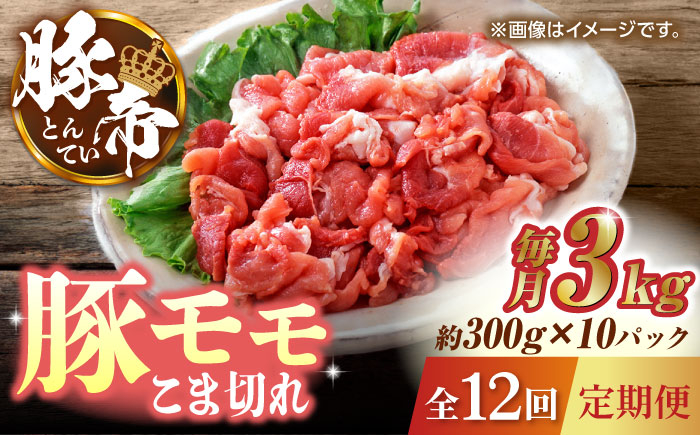 
            【12回定期便】こま切れ 豚モモ 切り落とし 3kg（300g×10pc）豚帝 豚肉【KRAZY MEAT(小田畜産)】 肉 豚肉 モモ こま切れ 赤身 切り落とし スライス 国産 熊本県  [ZCP104]
          