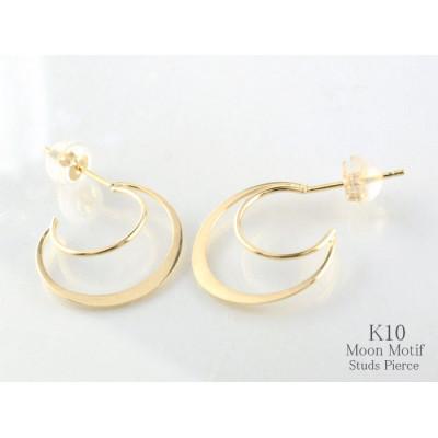 ふるさと納税 中央市 K10　三日月　スタッドピアス　イエローゴールド |  | 01