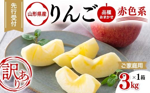 ご家庭用 山形県産 品種おまかせ りんご 赤色系 約3kg 2026年10月中旬から順次発送 果物 くだもの フルーツ 林檎 リンゴ アップル 秋果実 生産者支援 農業者支援 支援品 自宅用 家庭用 訳アリ ワケアリ 山形県 西川町 月山 FYN6-597