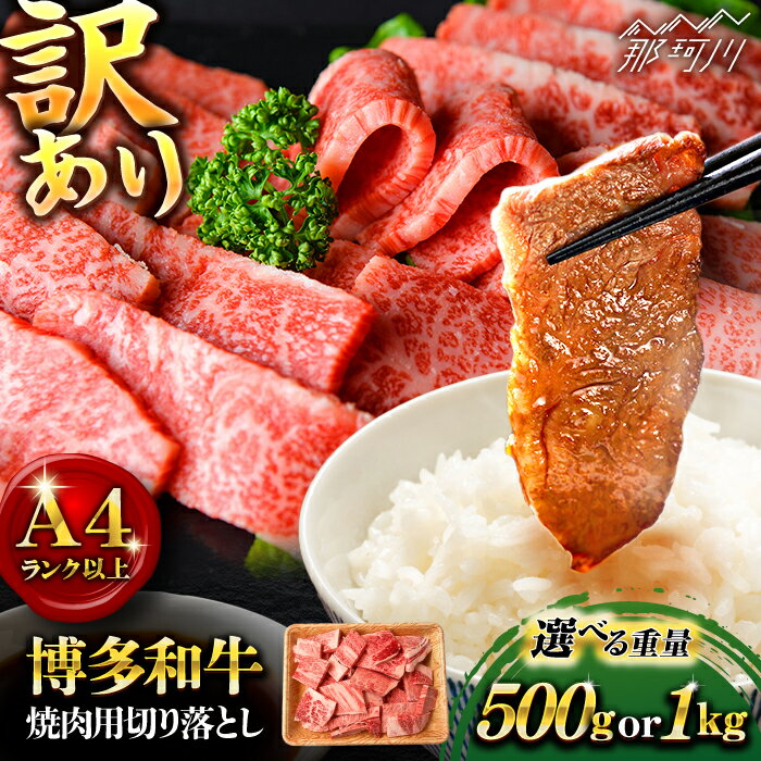 【ふるさと納税】【訳あり】博多和牛 焼肉 切り落とし 500g〜1kg＜株式会社MEAT PLUS＞那珂川市 | 父の日 牛肉 肉 黒毛和牛 ブランド牛 国産 BBQ バーベキュー▽おすすめ 人気 牛肉 肉 訳あり 訳アリ わけあり 理由アリ[GBW117] 10000 10000円 1万円 以上
